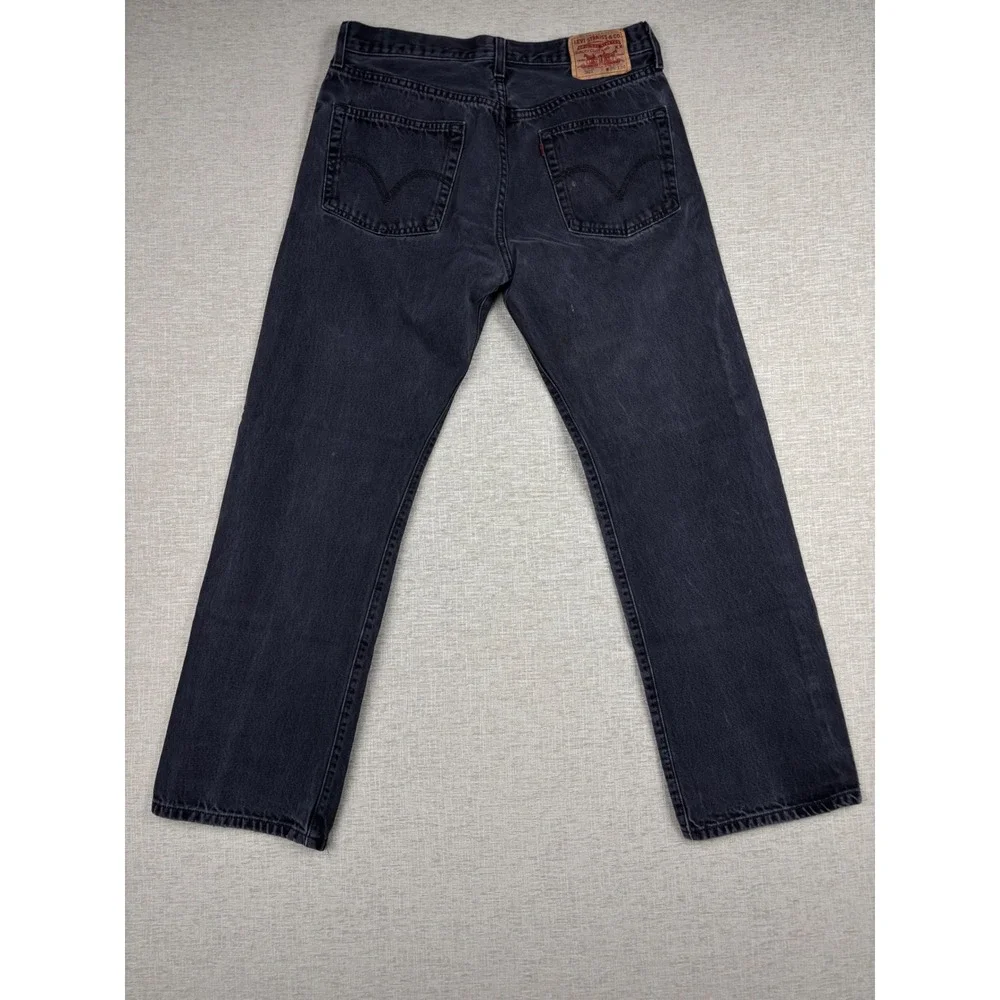 Vintage Levis 501 Mens 36x34 Jeans Fuzzy Black Faded Denim Grungy Stone Wash